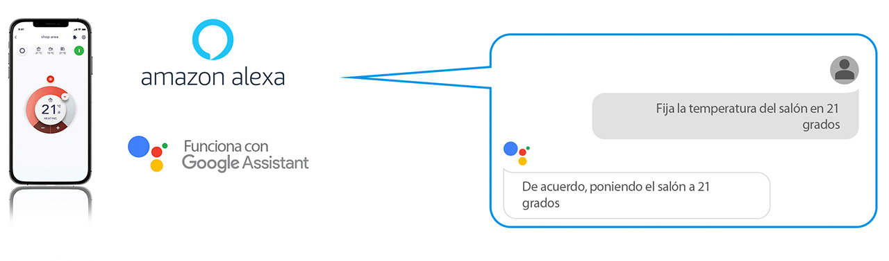 Además, es compatible con Amazon Alexa y Google Assistant, lo que permite controlar funciones principales mediante voz, como la temperatura, el modo de funcionamiento o la velocidad del ventilador.